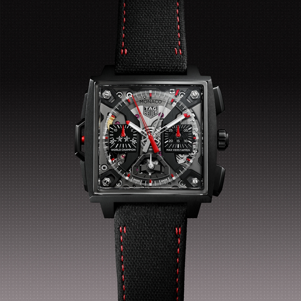 TAG Heuer Presents Max Verstappen with a Customised TAG Heuer Monaco Split-Second Chronograph