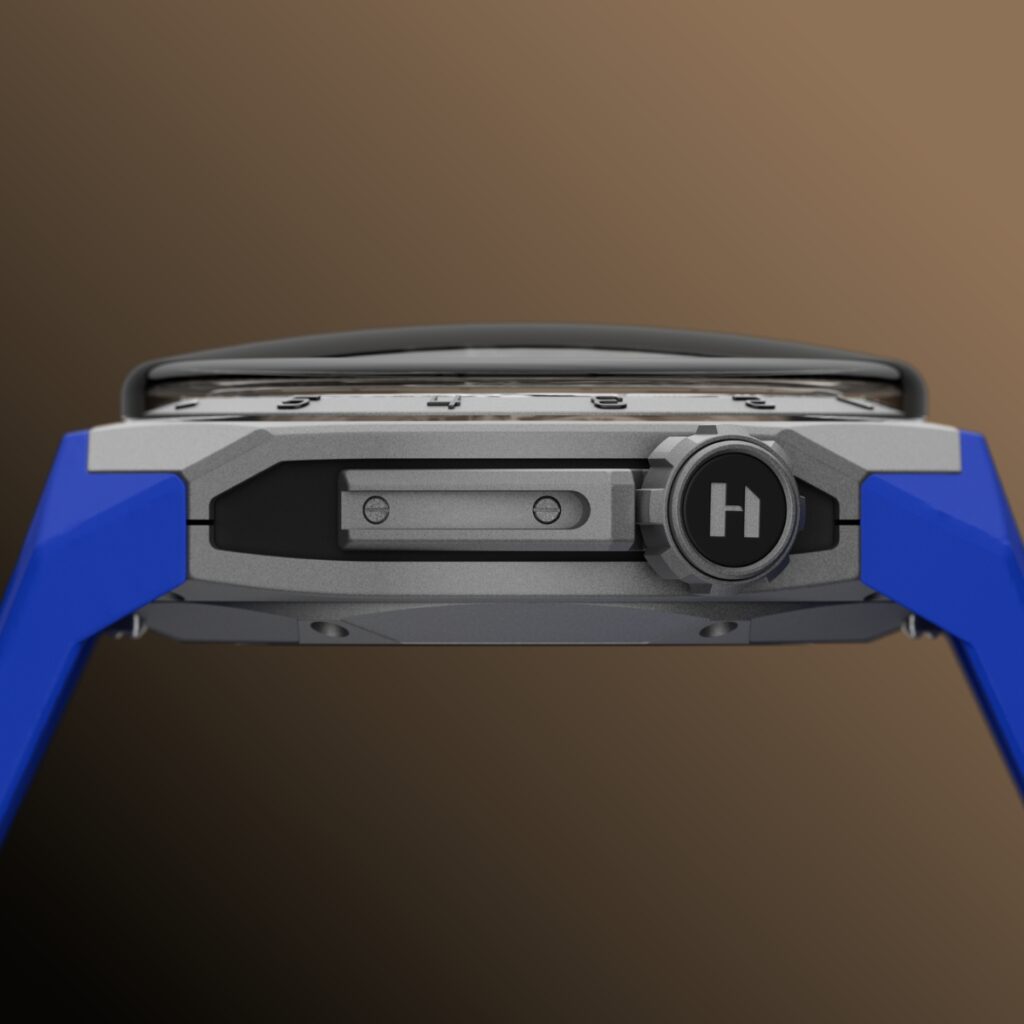 HYT S1 Beadblasted Blue Case Side
