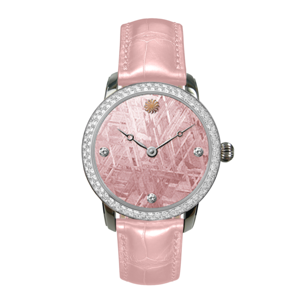 Lady Orion Pink Meteorite, Diamond Bezel