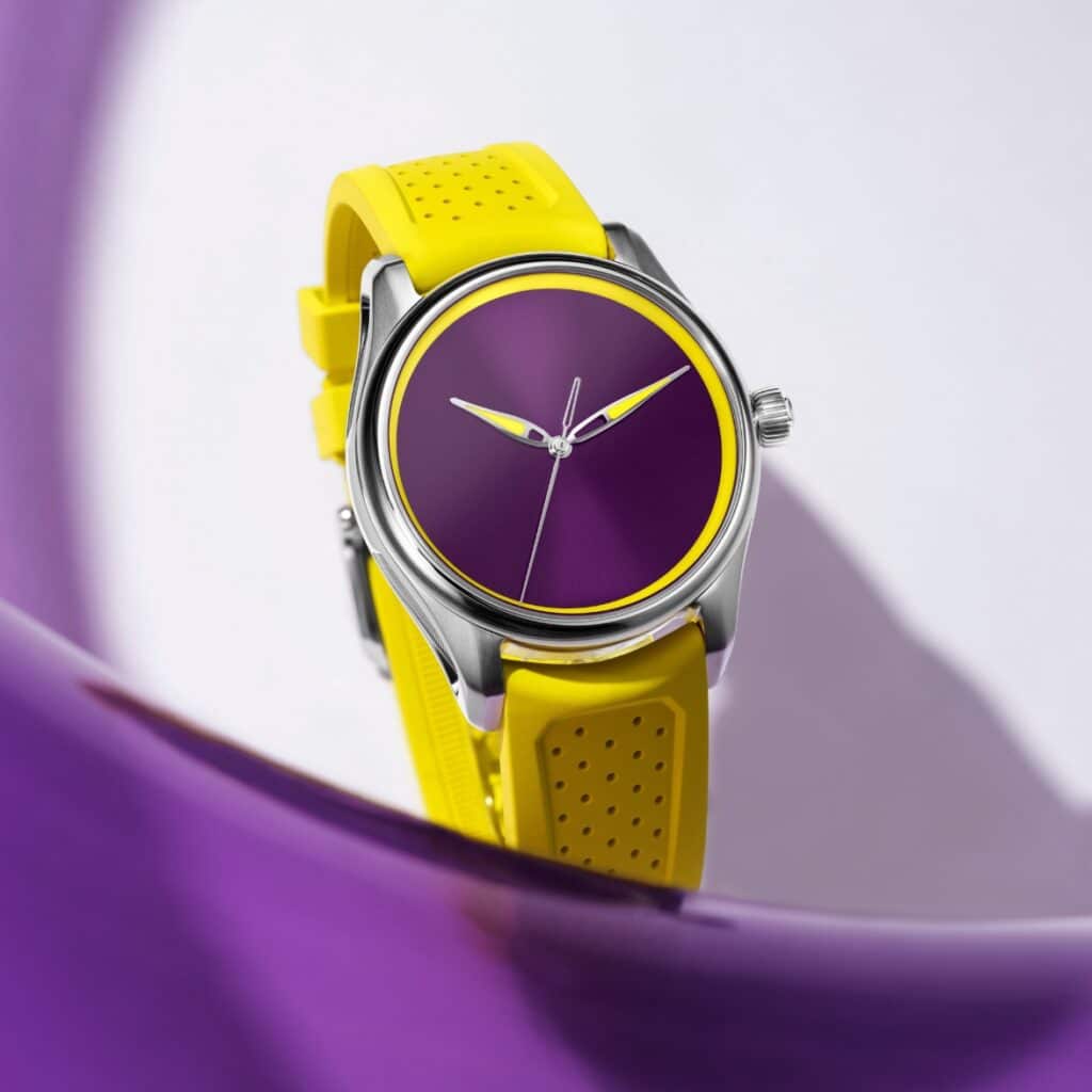 H. Moser & Cie. Pioneer Centre Seconds Sun Berry Standing