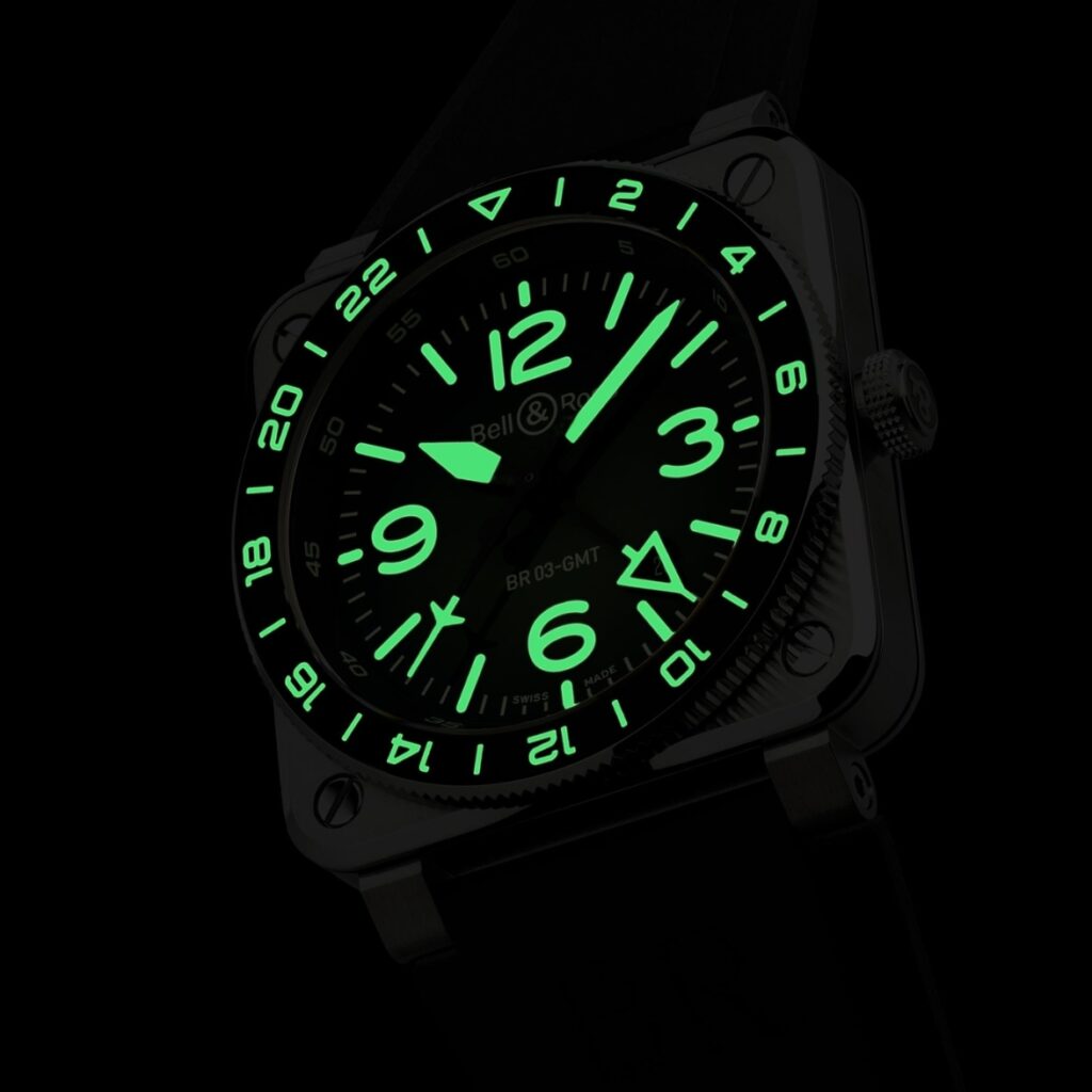 Bell & Ross BR-03 GMT Green Lum Watch With Superluminova